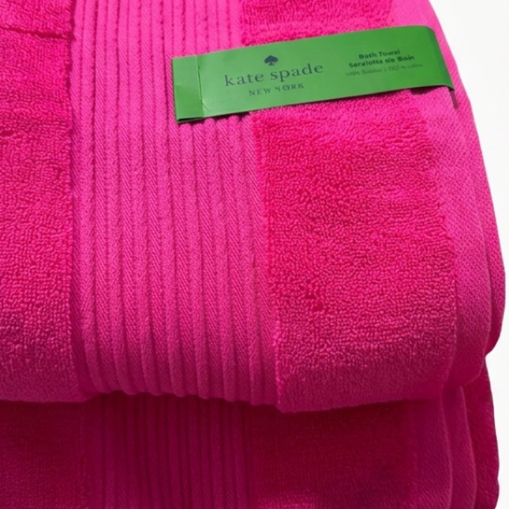 Kate Spade ♠️ Towel Set Cotton Hot Pink NWT - Picture 2 of 8